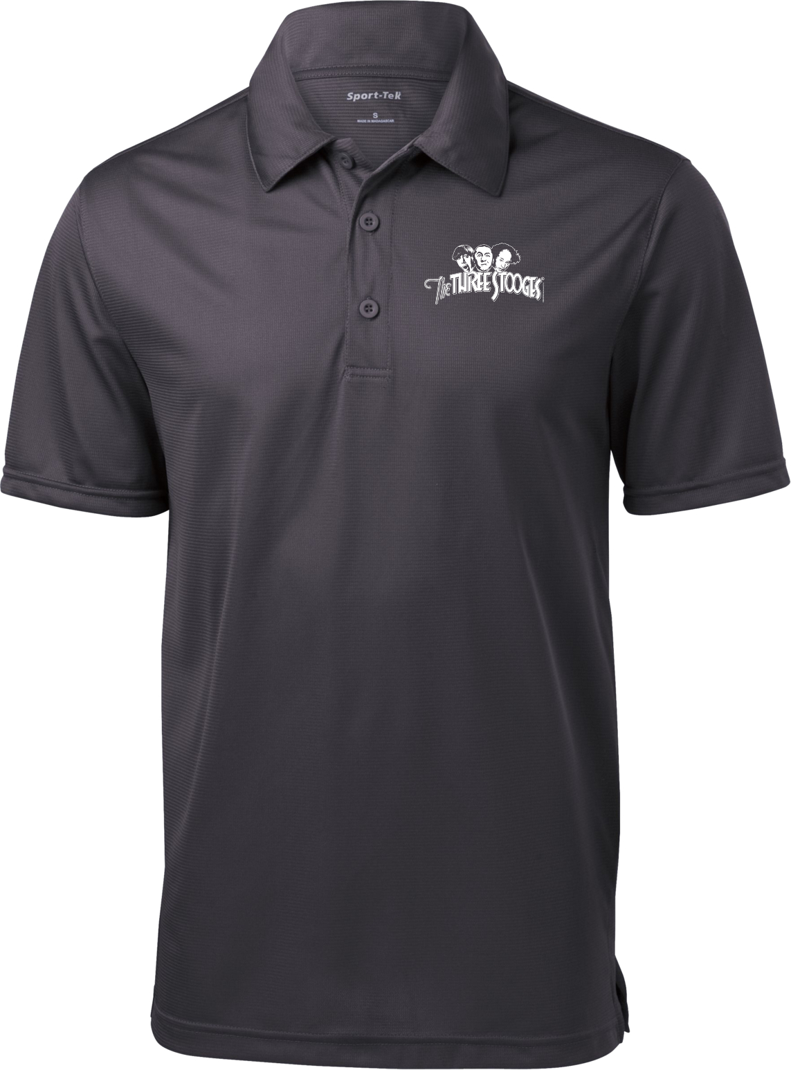 Three Stooges White Logo Chest Print Textured Polo Shirt | eBay